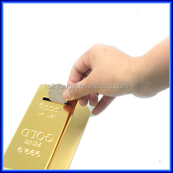 絶妙な洗練された金色のバー形状の金属製のお金の節約のための錫コインバンク、 カスタムロゴ印刷された錫の金属コインバンク仕入れ・メーカー・工場