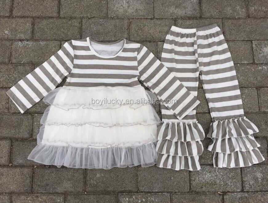 新しいデザインの格子縞シャツフリル2015設定された服甘い秋子供の衣類の赤ん坊のために衣装子供の女の子の男の子の子供たちが設定した多くのスタイル仕入れ・メーカー・工場