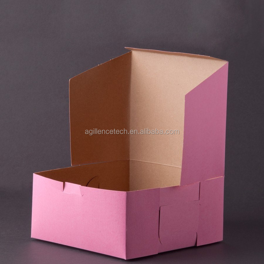 ピンクのハンドメイド2015カスタムデザインの紙のケーキ箱卸売ベーカリーボックス仕入れ・メーカー・工場