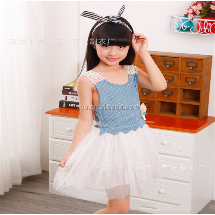 最新の子供服のデザイン子供用のジーンズスカート小さな女の子のための白で赤ちゃんの子のドレス仕入れ・メーカー・工場