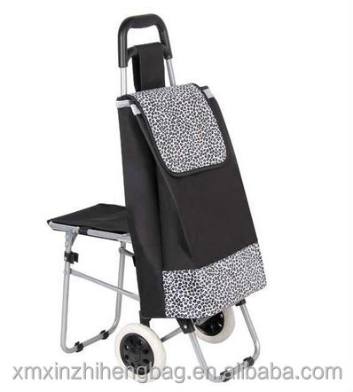 Durable cheap folding shopping trolley bag with seat from China supplier仕入れ・メーカー・工場
