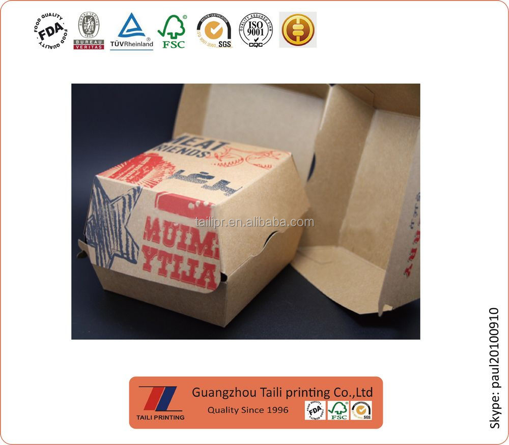 I burger box/hamburger paper box/100% food grade hamburger packaging box/LZY13122605