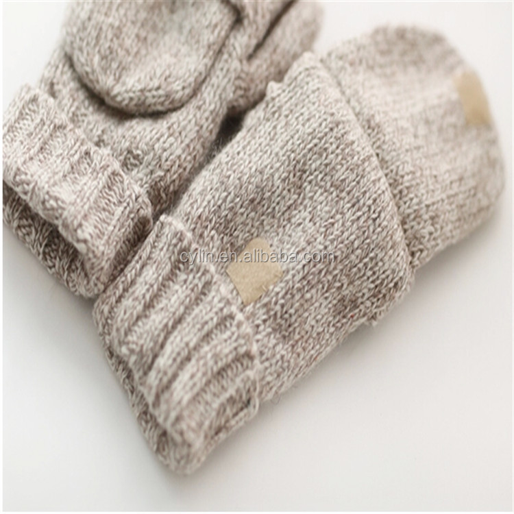 熱い販売の男性暖かい手袋指なし手袋ウール混紡フラップカバー仕入れ・メーカー・工場