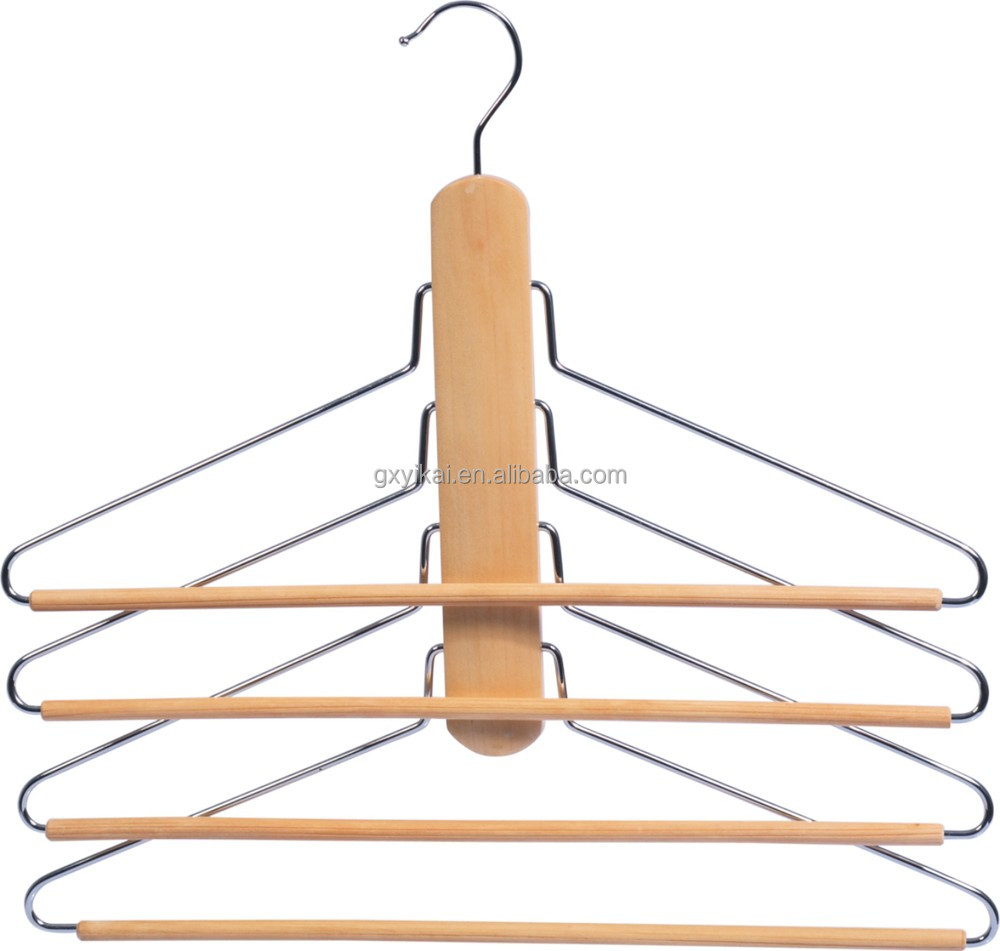 WHS-40136-wooden shirt hanger with 4 tiers of metal bars and 2 hooks.jpg