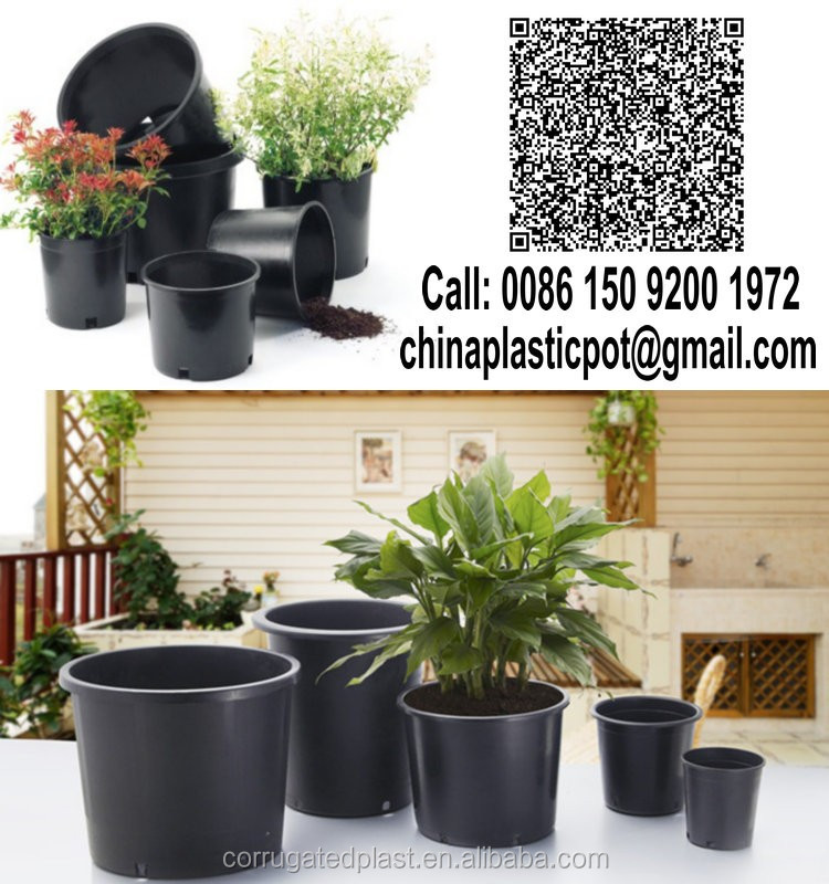 Round Black Gallon Plastic Garden Pots Buy Stackable Plastic Garden