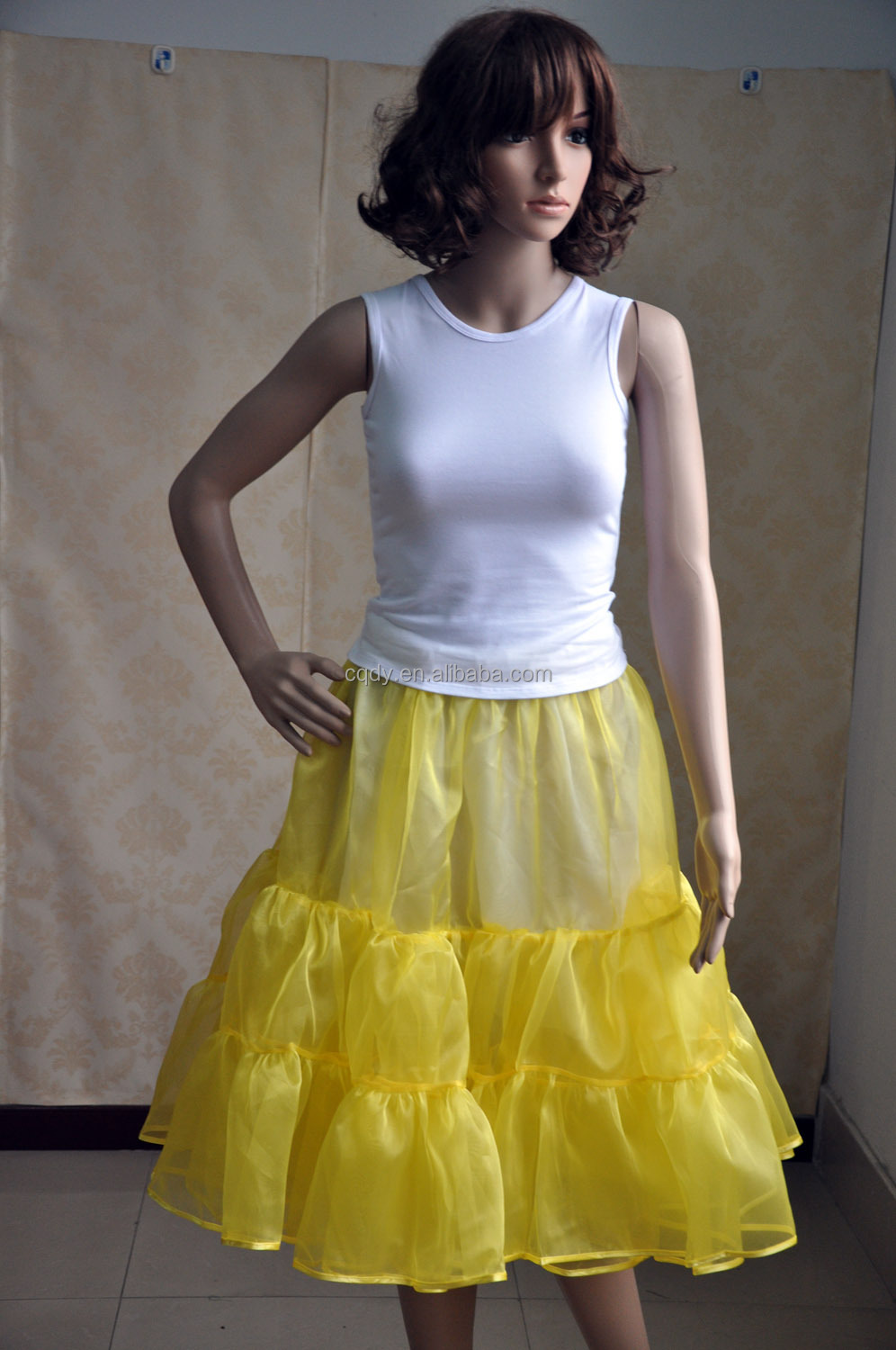 中国製女性ペチコートチュールボールガウン、 黄色ペチコートダンスドレス膝丈ロックロール仕入れ・メーカー・工場