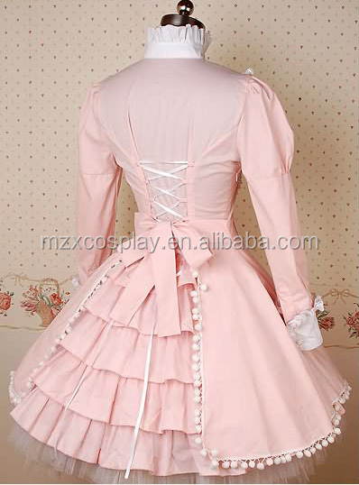 熱い販売の綿かわいい弓ピンクロリータドレスハロウィンパーティの衣装クリスマス美しさのためのロングドレス問屋・仕入れ・卸・卸売り