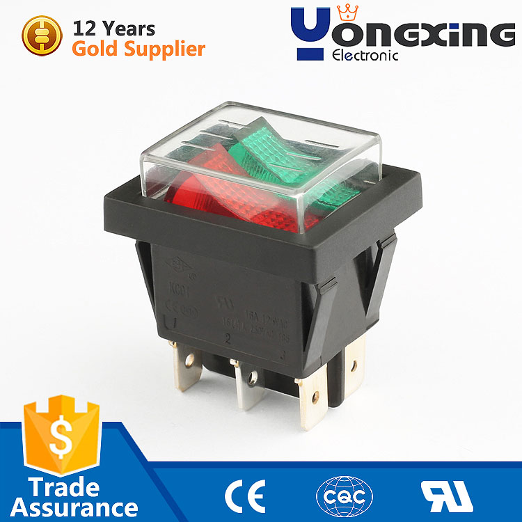 KCD1 6 pin bunny hazard light double pole ip67 waterproof cover rocker switch