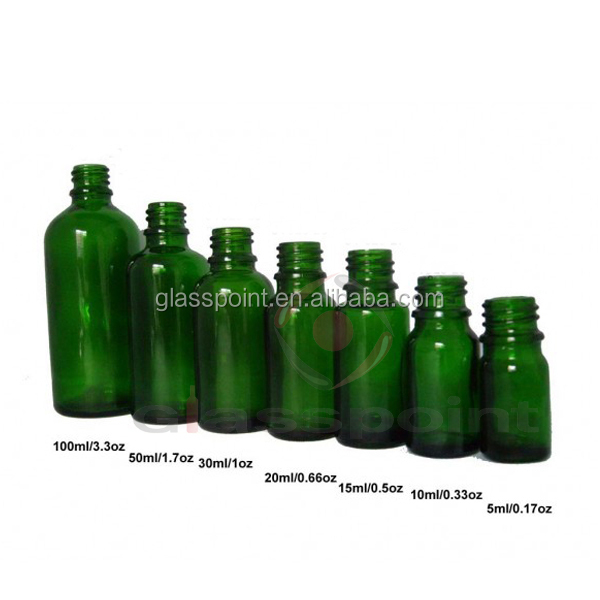 5ml、 10ml、 15ミリリットル、 20ml、 30ml、 50ml、 緑のエッセンシャルオイルの瓶100ml( キャップ、 ドロッパー、 ブラシのための選択する)問屋・仕入れ・卸・卸売り