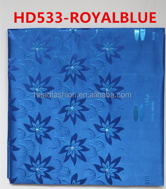 high quality & low price royal blue african gele headtie with