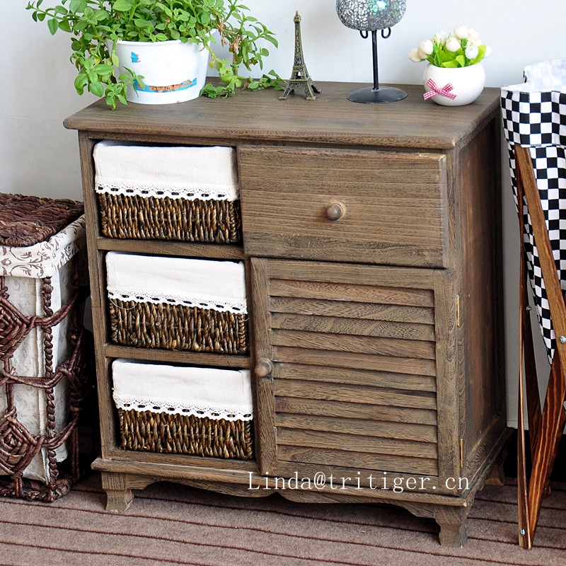 Antique Wood Carved Cane Cabinet Furniture Chest Of Wicker Plastic