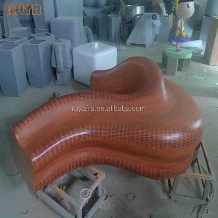Fiberglass Tree Trunk Shape Design Bench Imitated Wood Chair