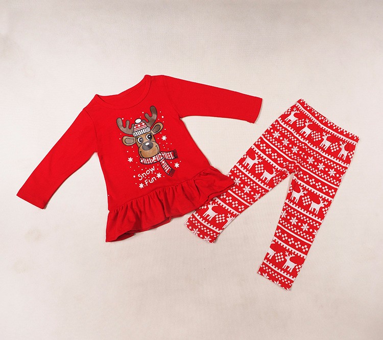 クリスマスのパジャマ子供のため2016 100%綿クリスマスファミリーパジャマロングフリルスーツ子供服クスクスムーンリメイク衣装仕入れ・メーカー・工場