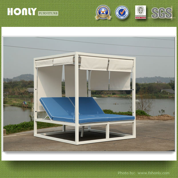 Unique outdoor furniture sunbed with canopy modern aluminum outdoor furniture