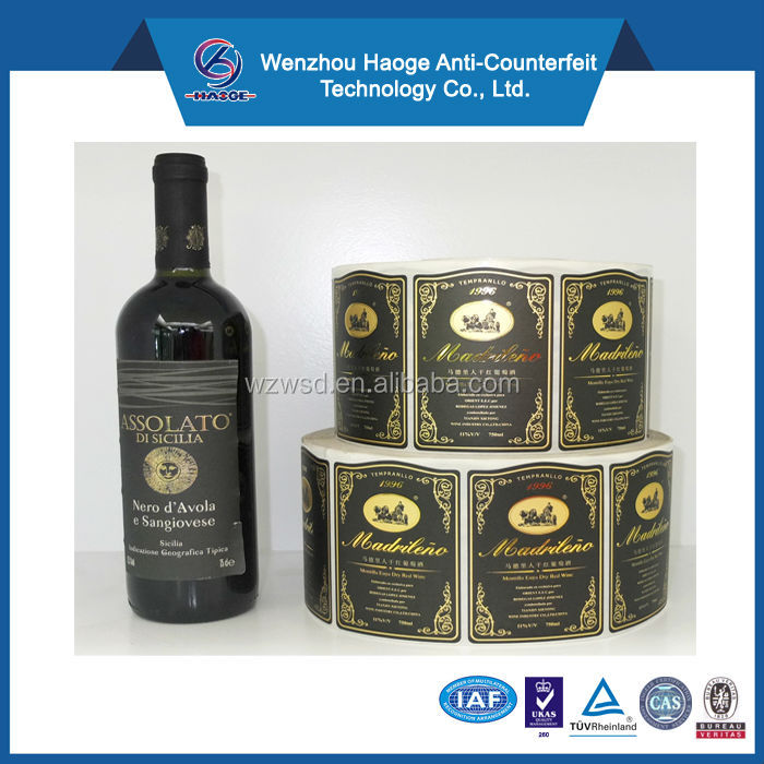 Gloss Paper Custom Printed red wine labels