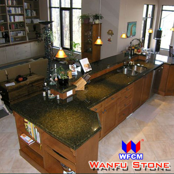 Verde Ubatuba Granitie Kitchen Countertop Custom Beveled Edge