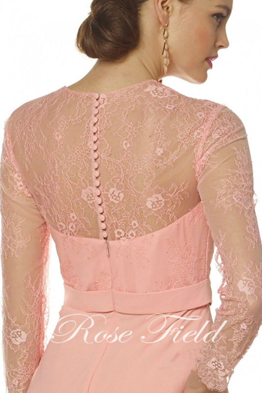 ゴージャスなv- ネック、 レースフルレングスの袖と幻想の後ろケリsf272ドレスのシフォン母問屋・仕入れ・卸・卸売り