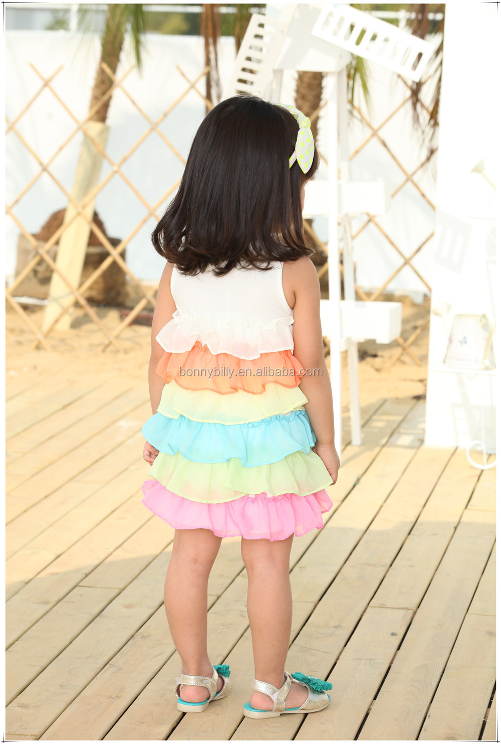子供のfrocks設計ムーティ- カラーレイヤードvestido赤ちゃんの女の子のスカート仕入れ・メーカー・工場