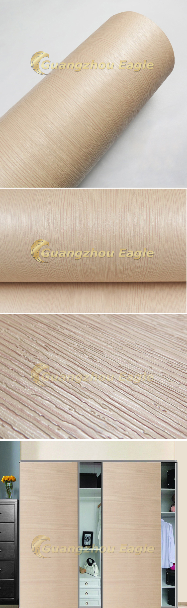 Texture Laminate Kitchen Cabinet Wrap Self Adhesive Wallpaper Wall Paper Furniture Sticker Vinyl Wood Grain PVC Film For Sale