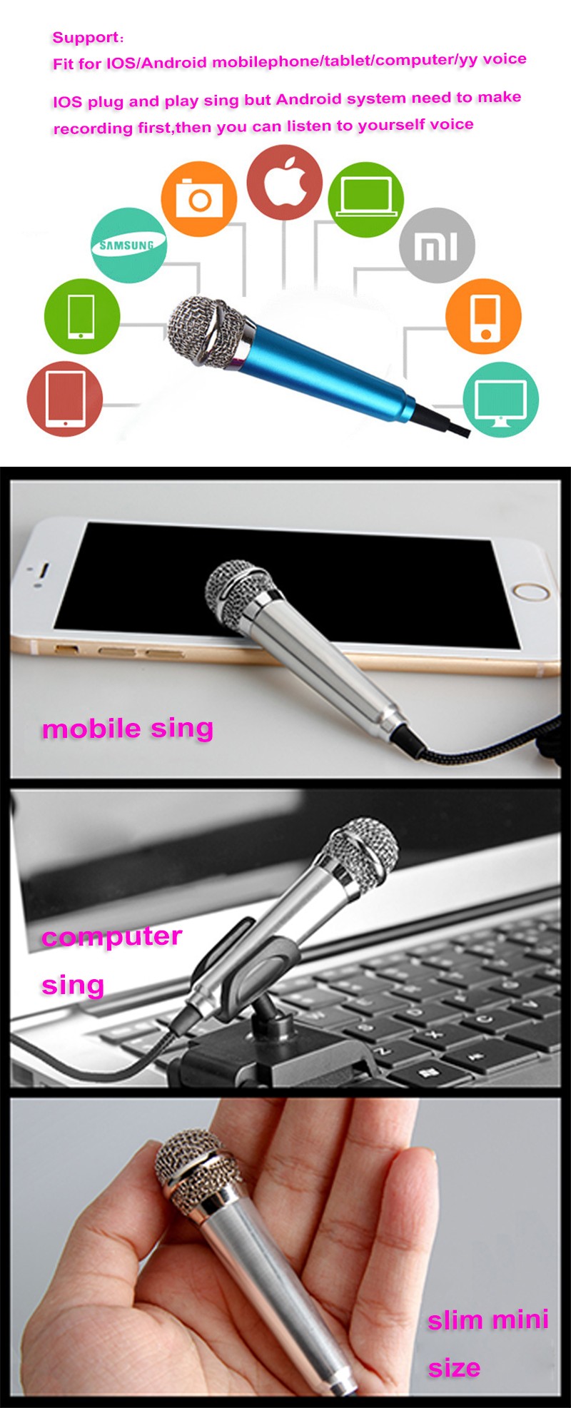 2016 New arrival Crazy popular around the world mini mobile sing microphone