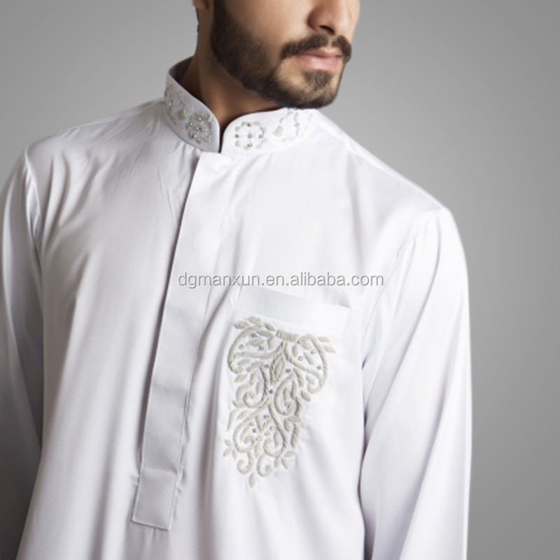 Newest Saudi Beaded Embroidered Jubbah Simple High Quality Dubai Men Thobe 3.jpg