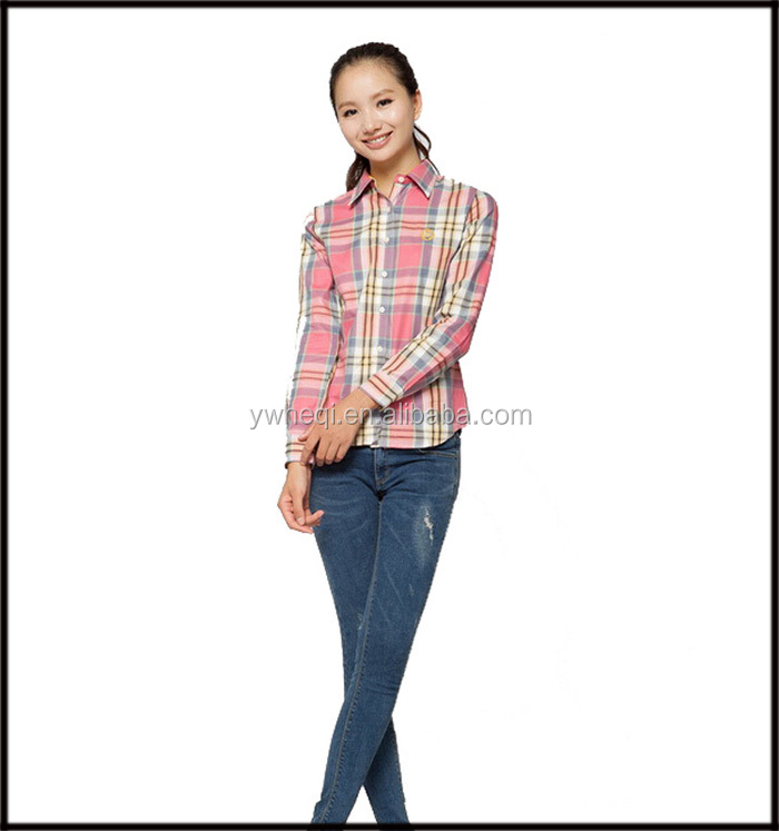 女性のスリムフィットスタイリッシュドレスロングスリーブ多くの色と格子縞のシャツ仕入れ・メーカー・工場