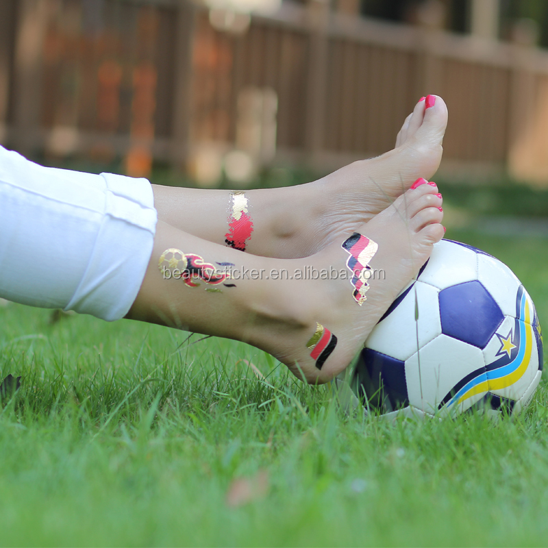 欧州カップ footboall一致メタ リック一時的な サッカー タトゥーステッカー用2016 問屋・仕入れ・卸・卸売り