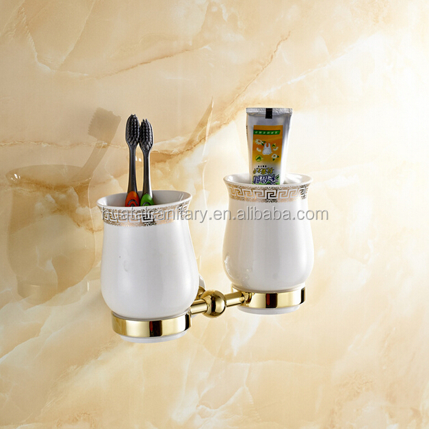 ウォールマウントゴールドカラータンブラーホルダーダブル磁器/磁器ホルダータンブラー/タンブラーホルダー磁器仕入れ・メーカー・工場