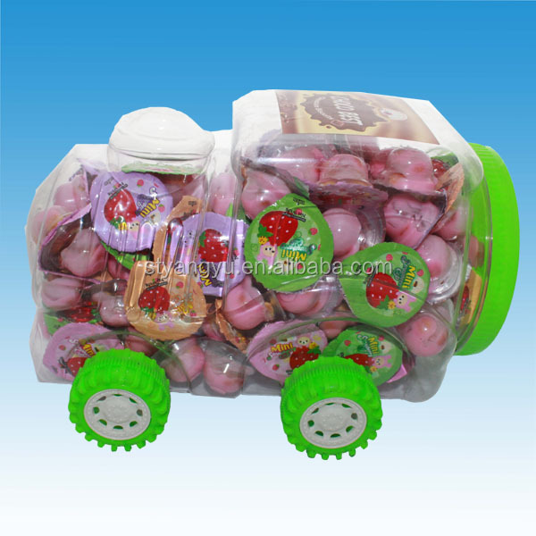 strawberry chocolate with biscuit cup in car