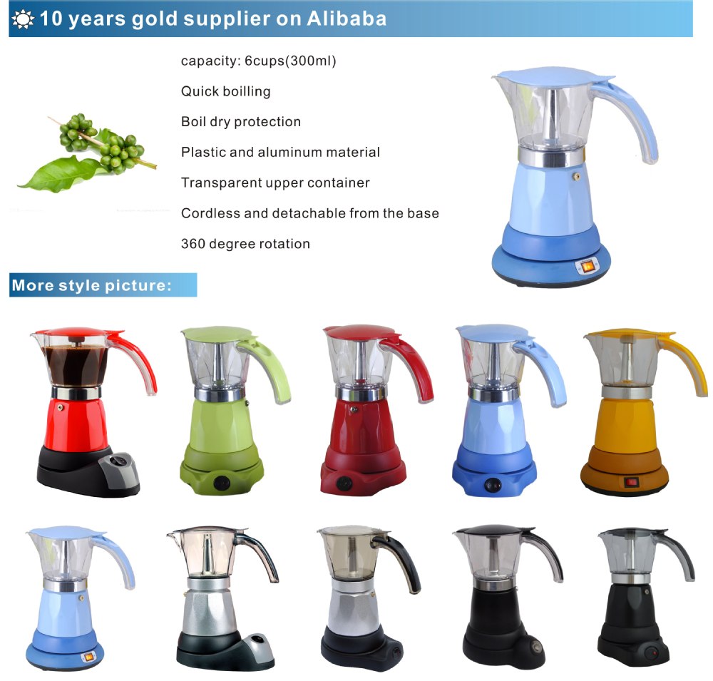 Spanish Coffee Maker Electric Coffee Machine Blue/Red/Green/Silver - China  Electric Coffee Maker and Electric Aluminum Coffee Maker price