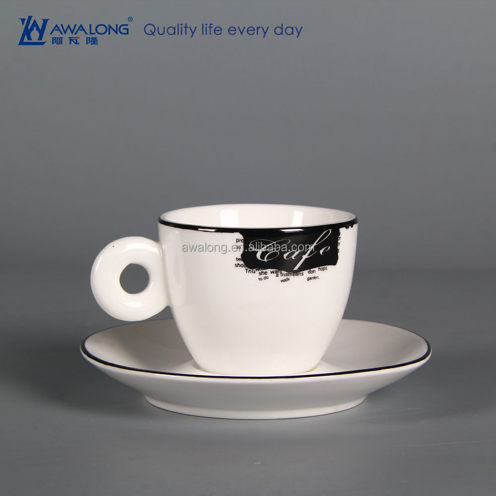 black and white plain design fine porcelain personalized tea cup
