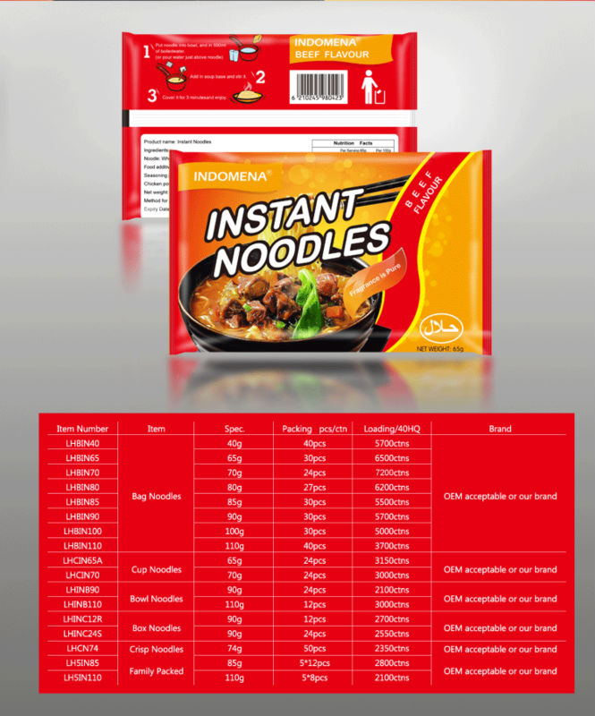 65g Instant Soup Brands Fried Beef Flavor Instant Noodle