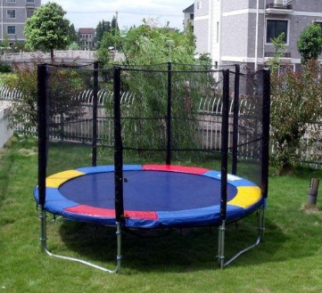 CreateFun hot selling best brands premium 15ft trampoline with outside safety net and long pole