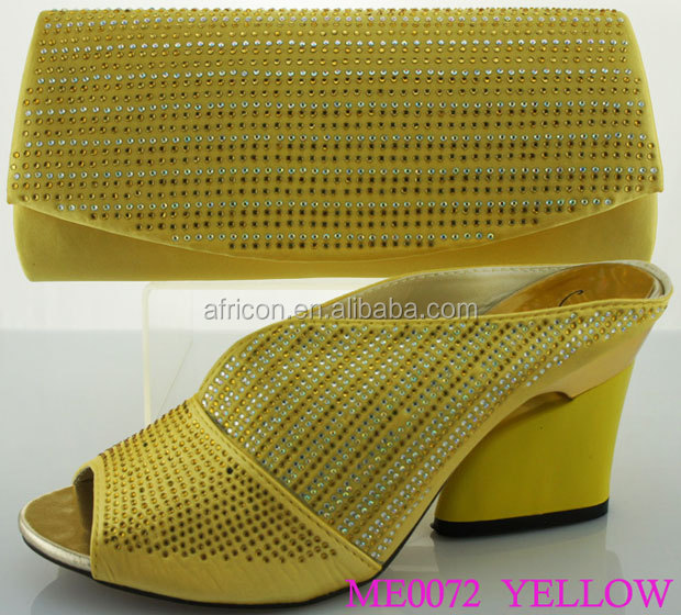 Yellow women wear pumps shoe and bag to match set for party Italian women’s shoe and bag set new