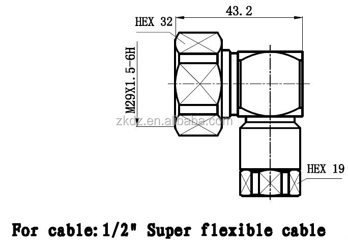 Rf同軸コネクタdin直角雄1/2スーパーフレックスケーブル用仕入れ・メーカー・工場
