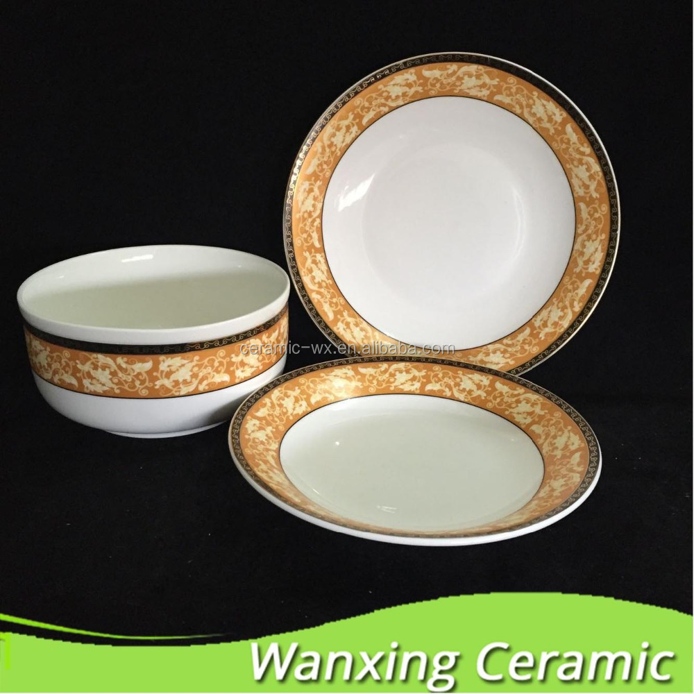 Gold Ceramic Printing Plate,Brand Name Plates,Elegant Dinnerware Set