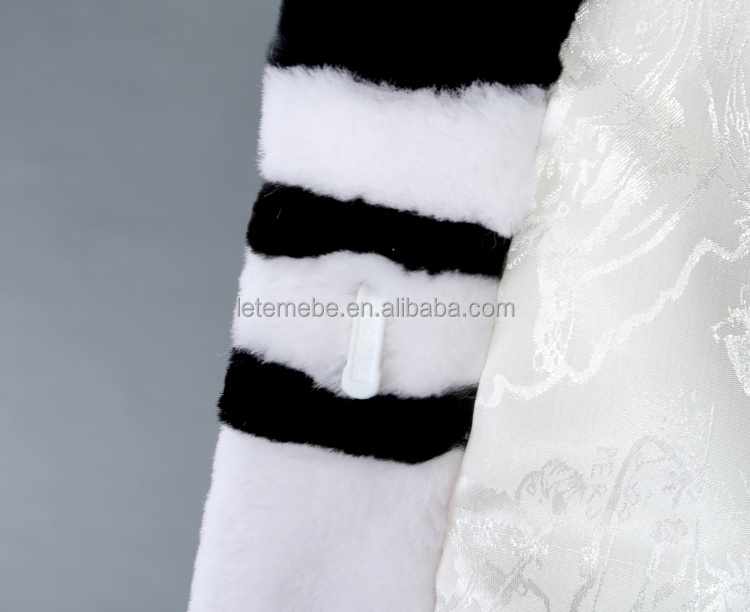 熱い販売の女ハーフスリーブ2014年rexのウサギの毛皮のrexのウサギの毛皮のコートドレス契約の色の白と黒のドレス女性のためのコートを問屋・仕入れ・卸・卸売り