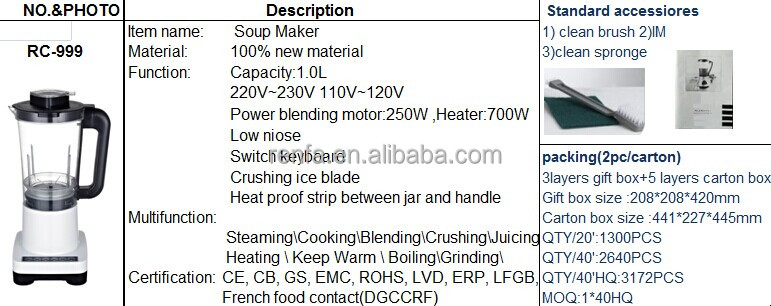 2015 Hot sell blender soup maker