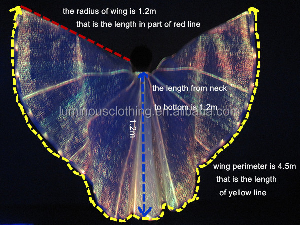 ファブリックがつながった2015光ファイバーライトアップisisの翼のベリーダンス仕入れ・メーカー・工場
