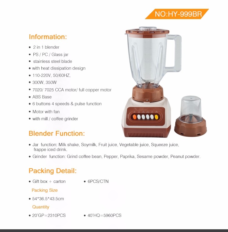 Glass Jar 350W Copper Motor Indian Mixer Grinder Blender 2 Speeds