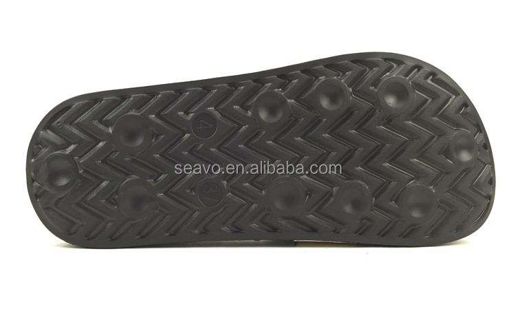 Seavo 2016新しいファッションスタイルファンシーゴールドビッグストライプ飾る男性フラット黒スリッパ仕入れ・メーカー・工場