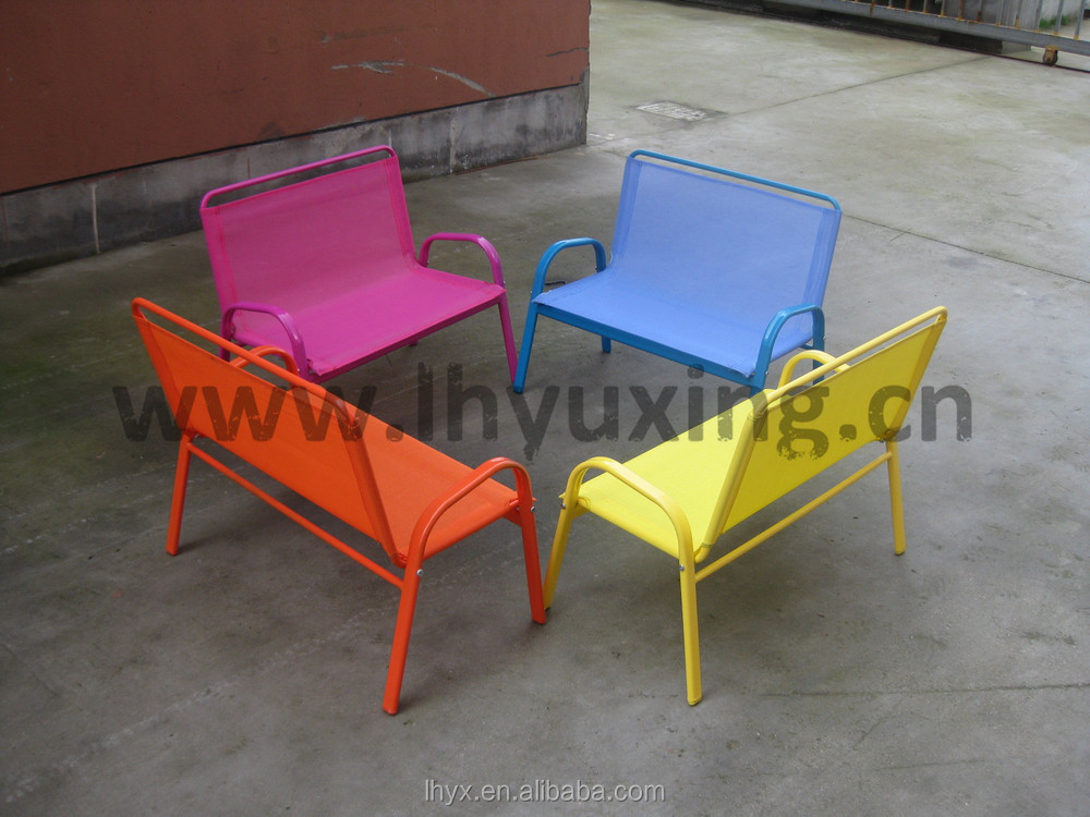 Metal Garden Bench With Double Seats Steel Two Seats Sling Kids