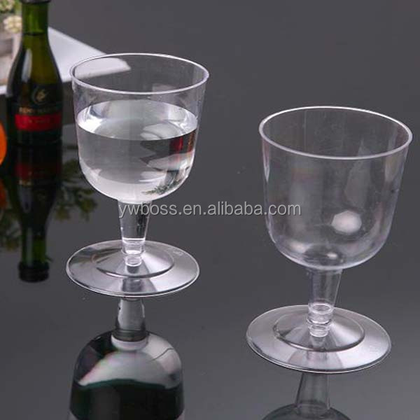 Transparent clear and colored disposable plastic champagne glass biodegradable