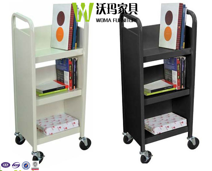 Strong And Durable School Equipment Movable Steel Library Book Trolley