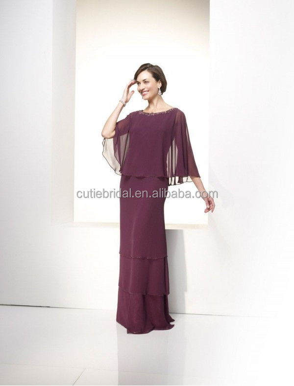 光紫シフォン母花嫁のドレスのシフォン階層ドレスとバラスタイルgcwd- m5問屋・仕入れ・卸・卸売り