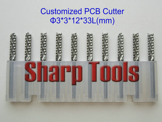 Customized 10pc 3x12mm PCB Corn Cutting Tools, Tungsten Carbide Tool Bit, CNC End Mill PCB Mill Cutter in Wood, HDF, Fiber Glass