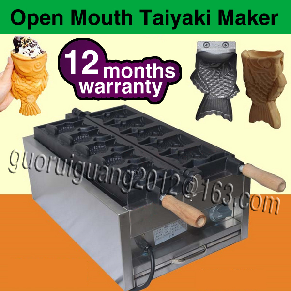 12ヶ月保証電気220v-240vjapanses開いた口のたい焼き魚型machine/ケーキ製造機/小魚ワッフルメーカー仕入れ・メーカー・工場