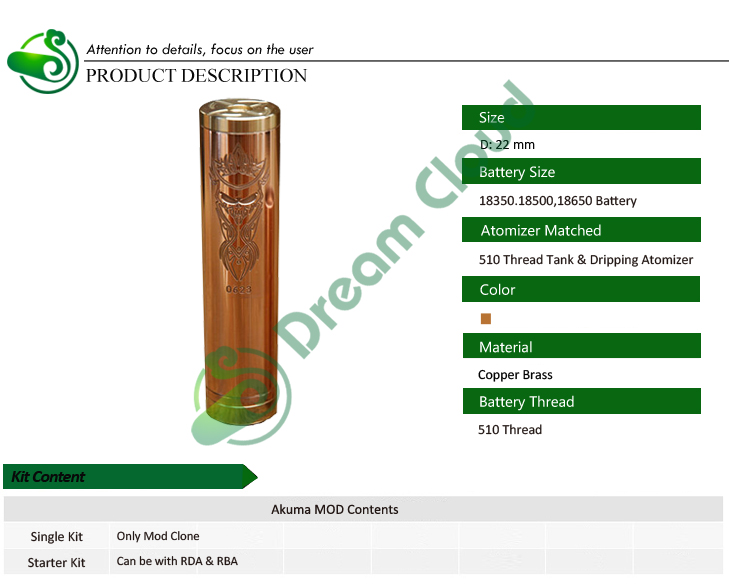 New Arrival !!! Mechanical Mod Akuma MOD Clone from Dream Cloud