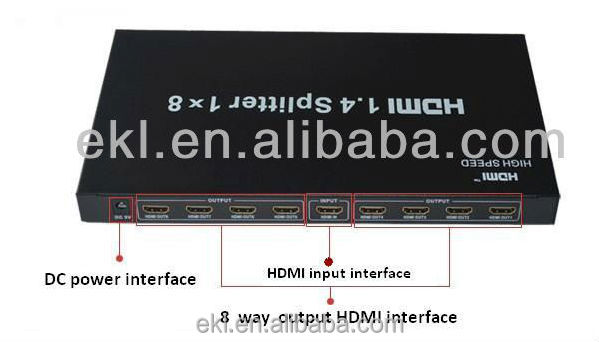 コンパクトなサイズ8ポート1x88アウト1hdmiスプリッタオーディオビデオhdtv3d4kx2k1080pのhddvd問屋・仕入れ・卸・卸売り