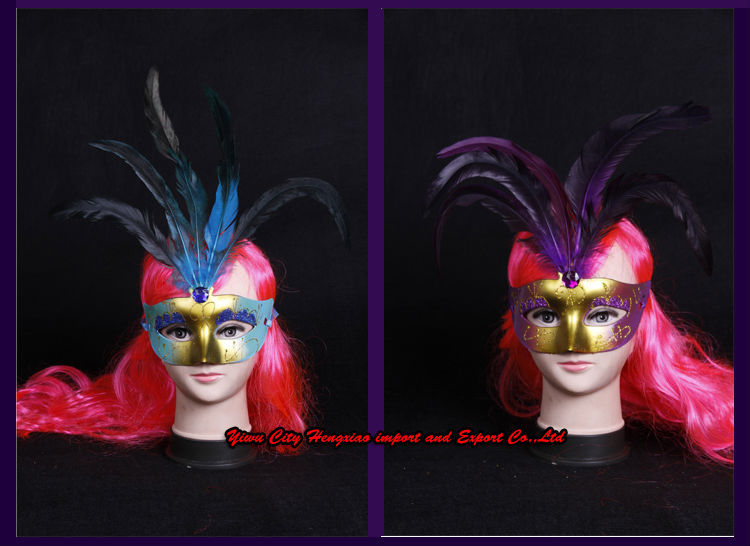 新しいスタイルのダチョウの羽ダンスボールマスク仮面舞踏会のマスク仕入れ・メーカー・工場